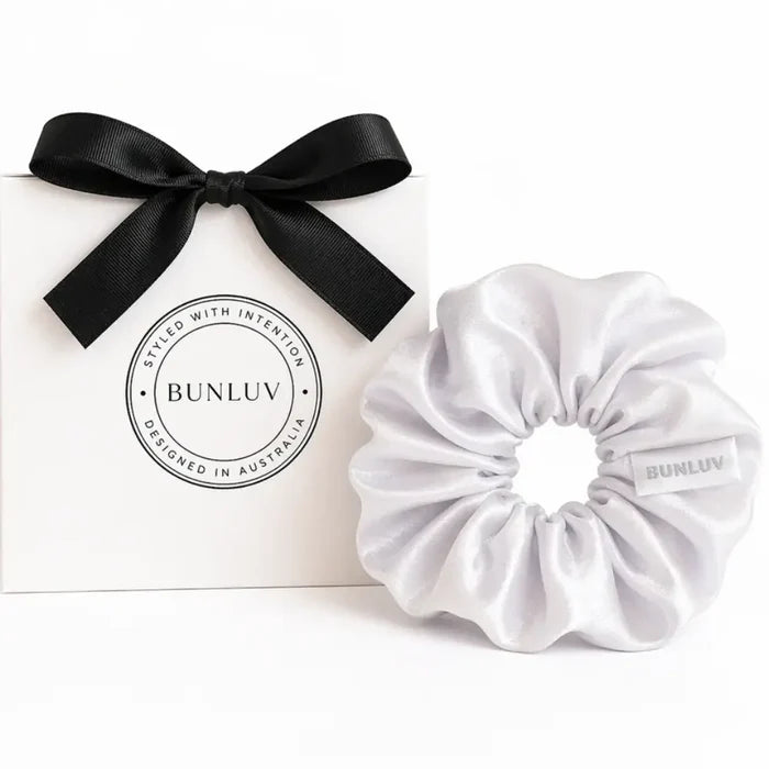 BUNLUV Satin Scrunchie White