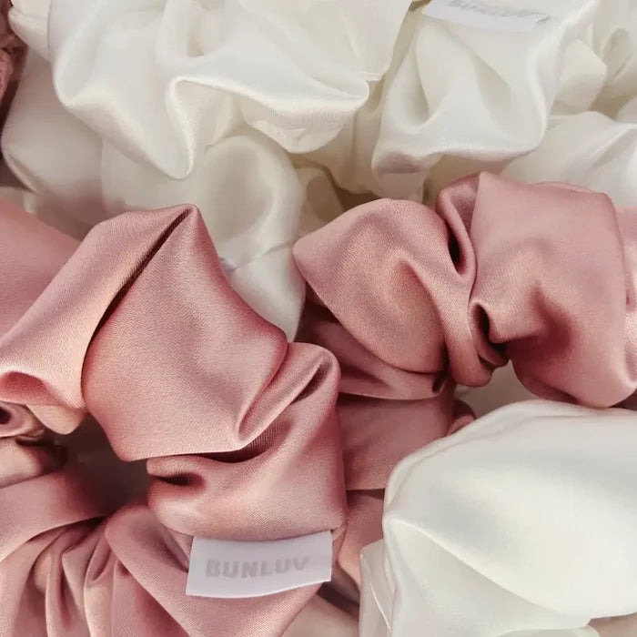 BUNLUV Satin Scrunchie White