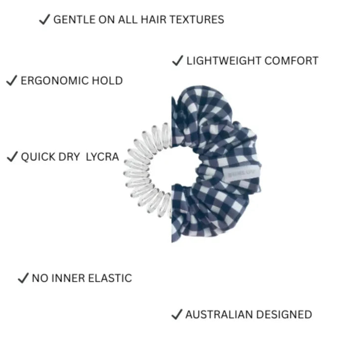 BUNLUV Swim Scrunchie Navy Gingham