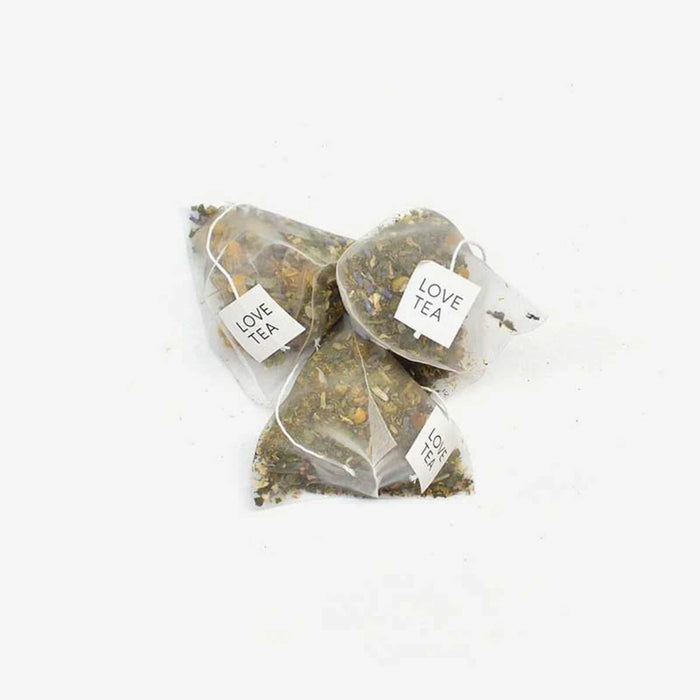 Love Tea Calming Pyramid Tea Bags, herbal blend to help support the nervous system.