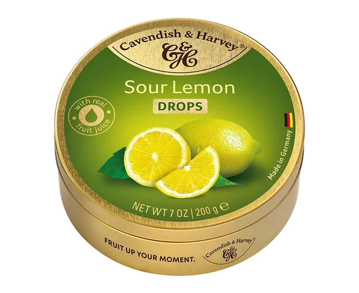 Cavendish & Harvey Sour Lemon Fruit Drops In Tin 200g