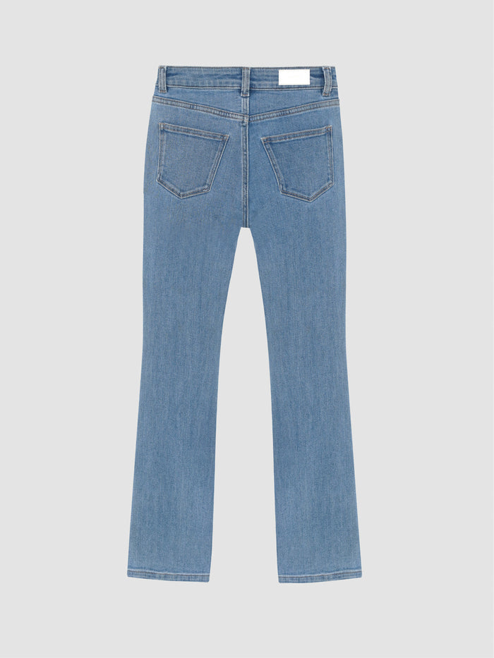 DL1961 girls' Claire bootcut jeans in light blue 'Blue Water', flat back view