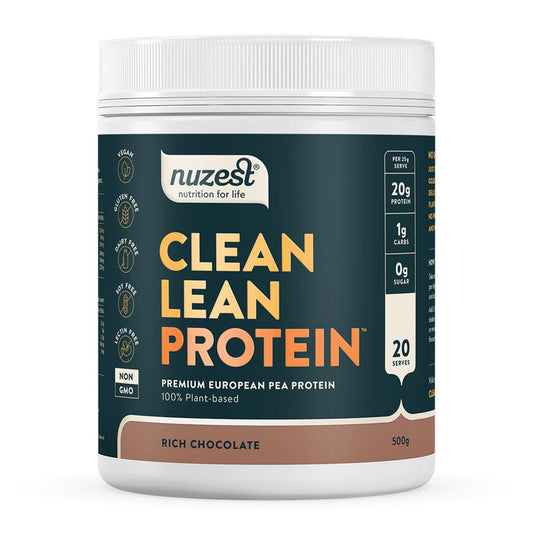 Nuzest Clean Lean Protein 500g container with a white background