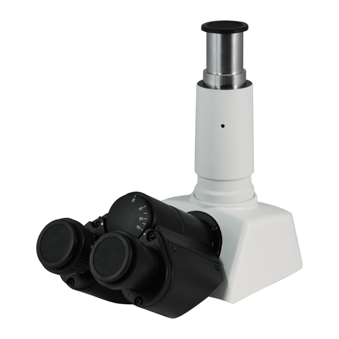 Compound Microscope Eyepiece Body Tube, Trinocular, Finite, Eyetube Angle 30 Degrees,, SKU BM04011321, three quarter front view
