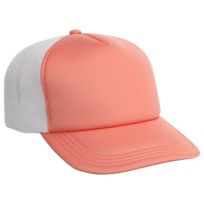 Crowns By Lids Screen Foam Trucker Cap - White/Peach Puff