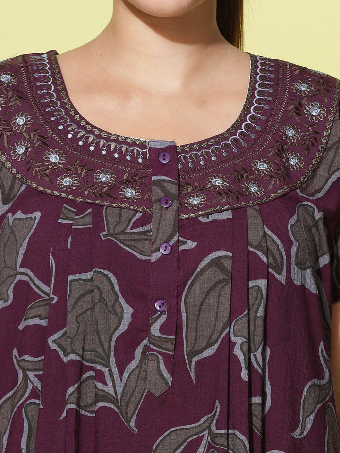 Trendy Chic Wine Nighty Dress For Women
