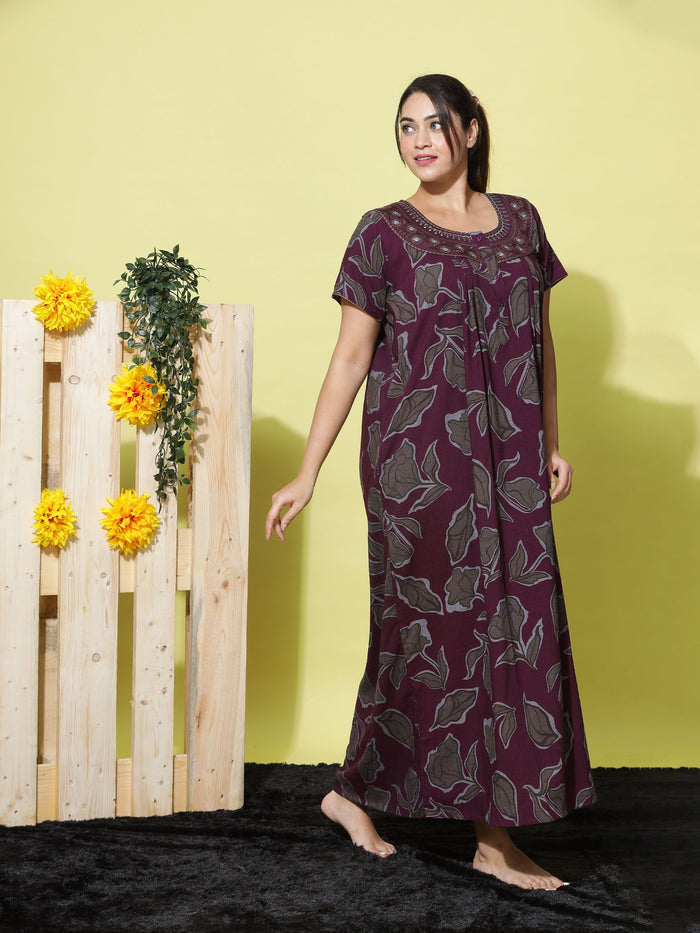 Trendy Chic Wine Nighty Dress For Women