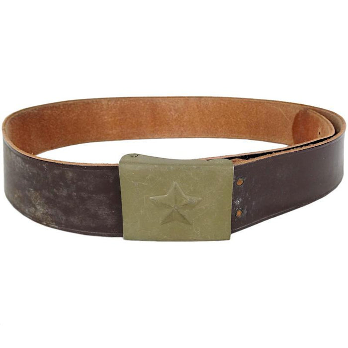 Czech Military Leather Belt - Star Buckle - Czech Army Surplus - Belts