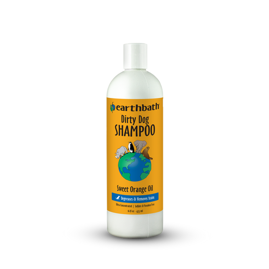 Earthbath Dirty Dog Shampoo bottle with label on a white background