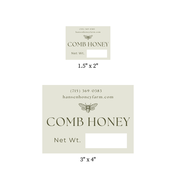 Elegant Green Comb Honey Label