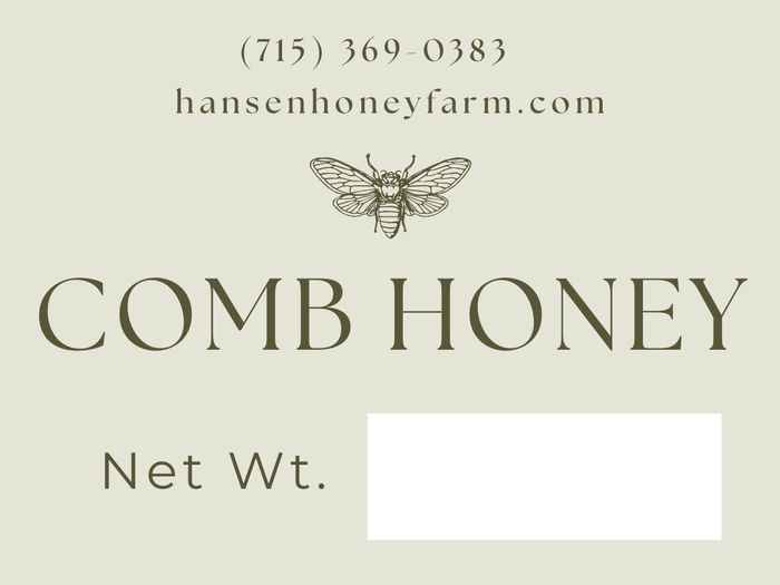 Elegant Green Comb Honey Label