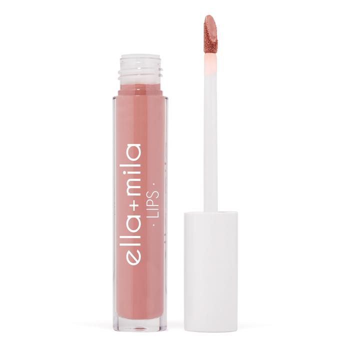 Fiesty rosy nude liquid lipstick tube with applicator wand – ella+mila Lips
