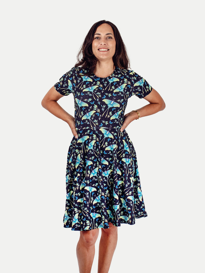 Festival Short Sleeve Dress | Luna Moth-Image 1