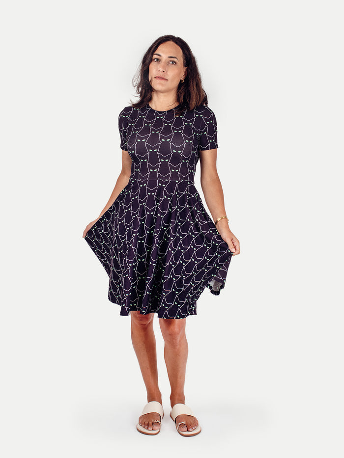 Festival Short Sleeve Dress | Black Cat-Image 1