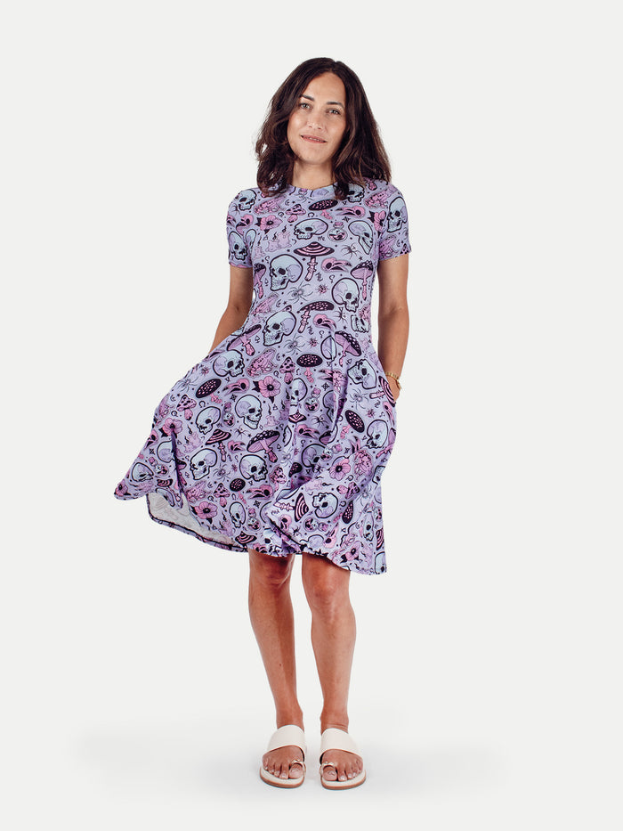 Festival Short Sleeve Dress | Death Shroom-Image 1