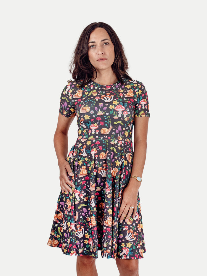 Festival Short Sleeve Dress | Fungi Forest-Image 1