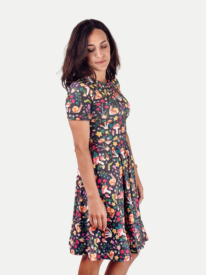 Festival Short Sleeve Dress | Fungi Forest-Image 2