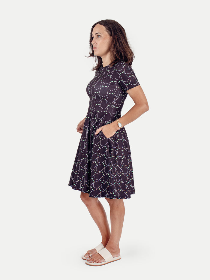 Festival Short Sleeve Dress | Black Cat-Image 2