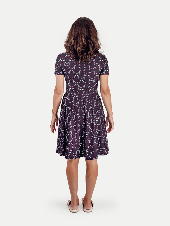 Festival Short Sleeve Dress | Black Cat-Image 3