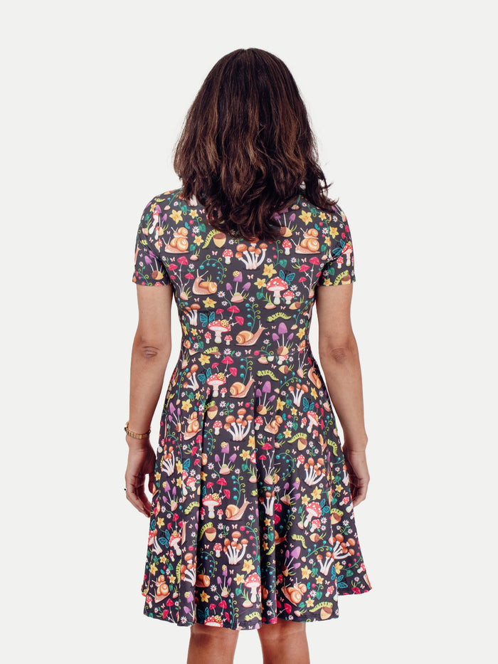 Festival Short Sleeve Dress | Fungi Forest-Image 3