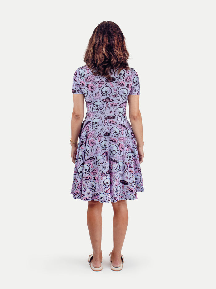 Festival Short Sleeve Dress | Death Shroom-Image 3