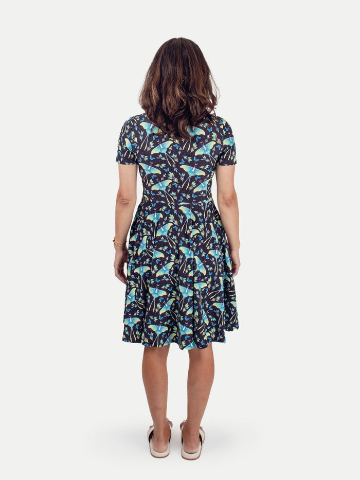 Festival Short Sleeve Dress | Luna Moth-Image 3