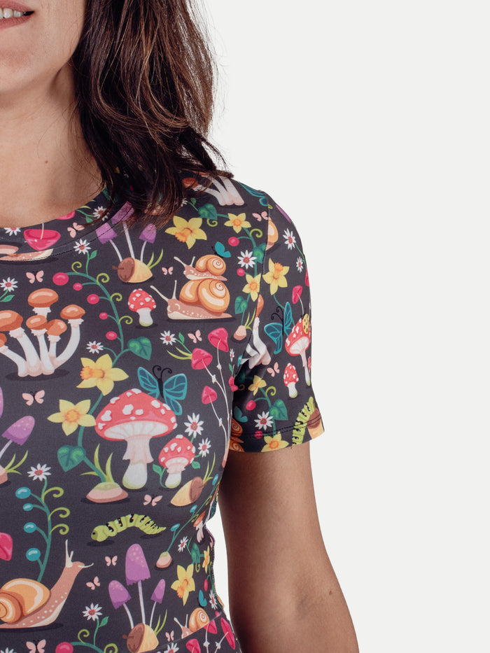 Festival Short Sleeve Dress | Fungi Forest-Image 4