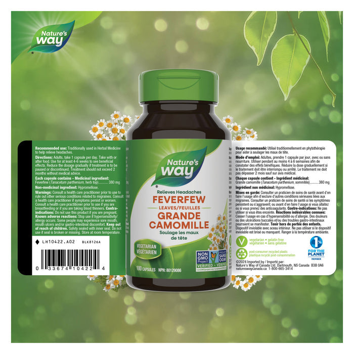 Nature's Way Feverfew Leaves Label