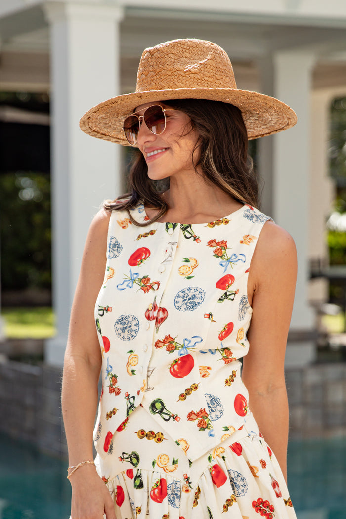 FINAL SALE - Amalfi Market Cream Printed Vest Top