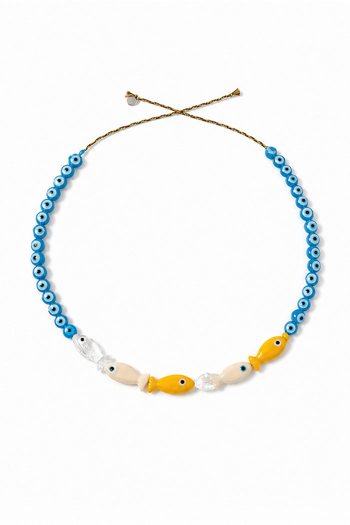 FISH with EYE BEAD BLUE NECKLACE   BAG CHARM