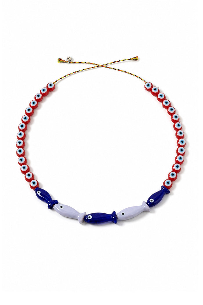 FISH with EYE BEAD RED NECKLACE   BAG CHARM