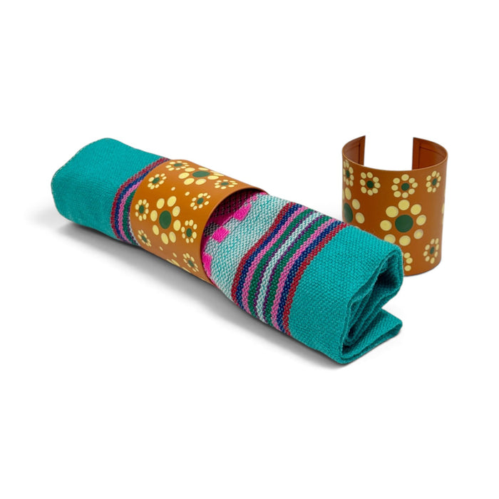 Floral Hand Painted Metal Napkin Ring