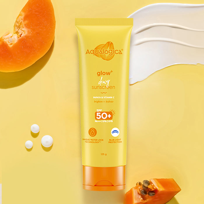 Aqualogica glow dewy sunscreen 125g papaya vitamin C