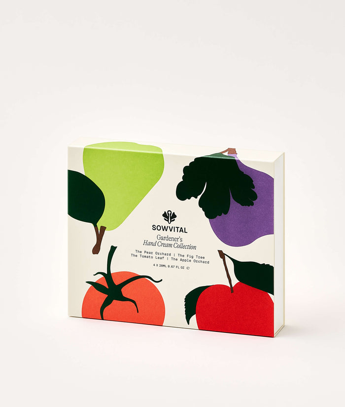 Sowvital gardeners hand cream collection packaging on a white background