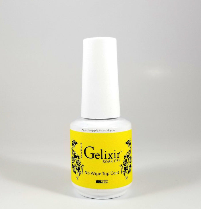 GELIXIR - Soak Off Gel - Base  No-wipe Top Coat - .5 Oz / 15 mL - Choose Bundle