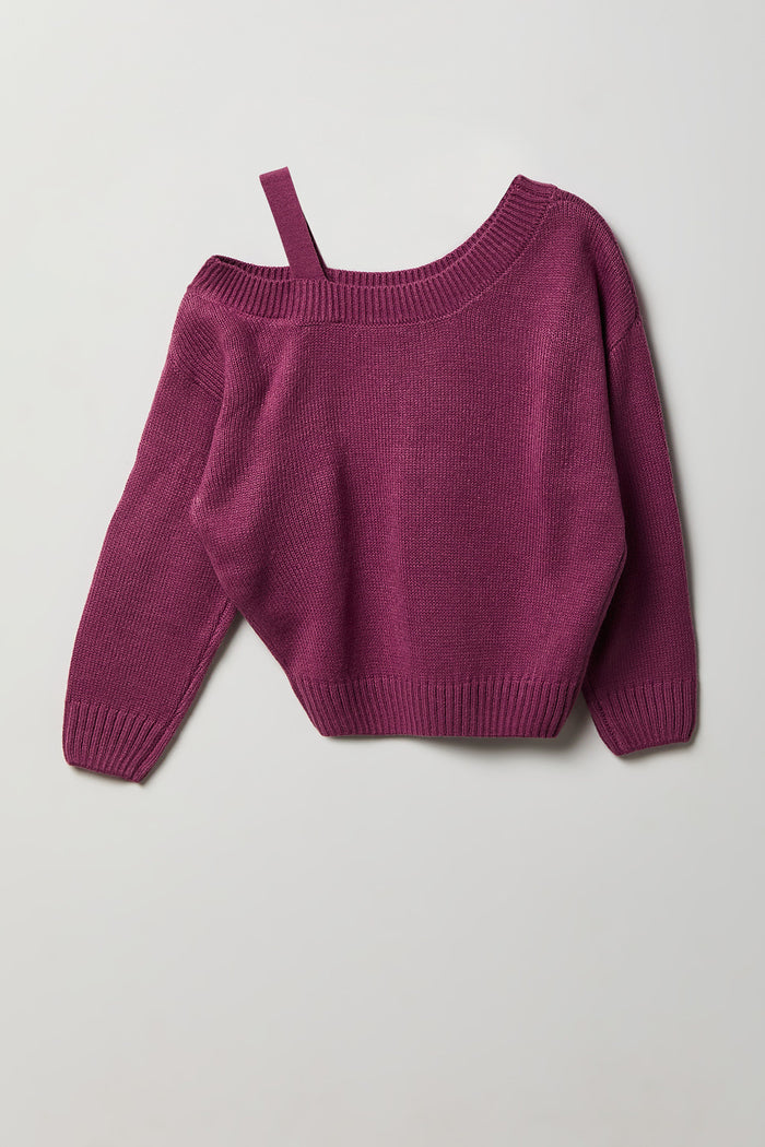 Girls One Shoulder Knit Sweater