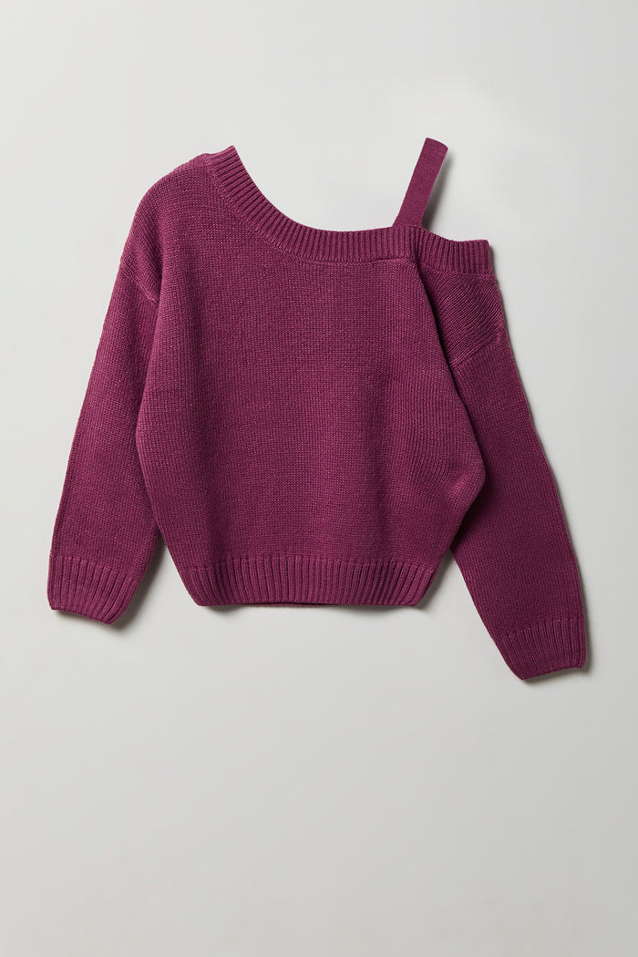 Girls One Shoulder Knit Sweater