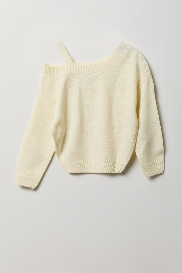 Girls One Shoulder Knit Sweater