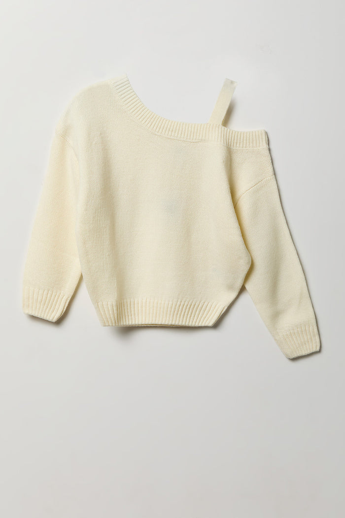 Girls One Shoulder Knit Sweater