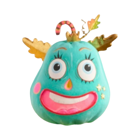 Glitterville Teal Pumpkin Pixie | Handmade Papier-Mâché Halloween Decor