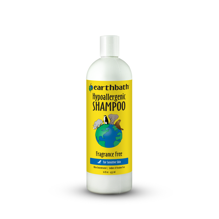 Earthbath hypoallergenic shampoo bottle on a white background