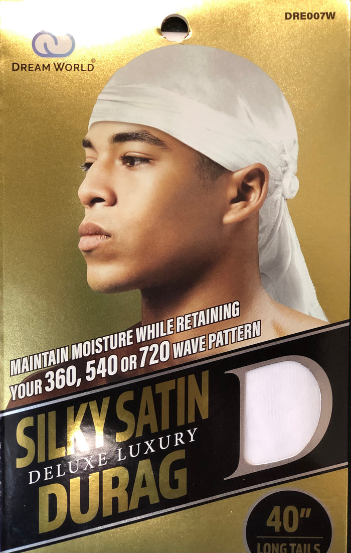 Dream Silky and Shiny Deluxe Du-Rag White #007W - Dozen Pack - Palms Fashion Inc.