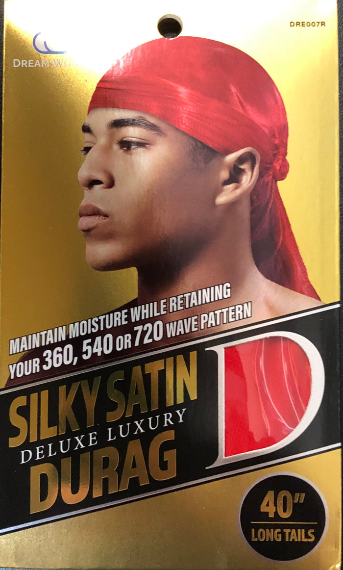 Dream Silky and Shiny Deluxe Du-Rag Red  #007R - Dozen Pack - Palms Fashion Inc.