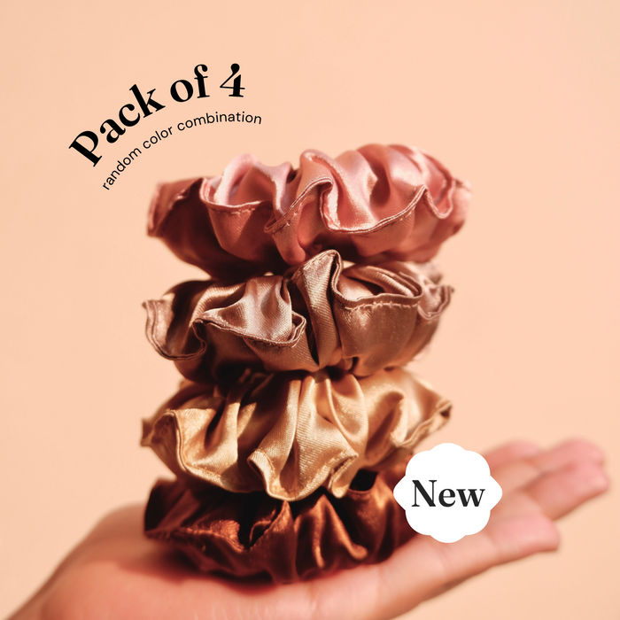 New Italian Satin Scrunchies - Pack of 4