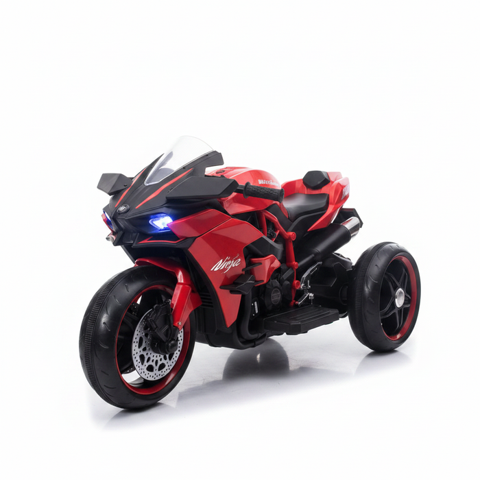 Kids Electric Ride-On Sport Motorcycle red and black on white background