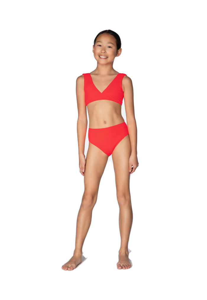 KIDS SWIMWEAR BIKINI AQUA STRAWBERRY NEON 6-10y