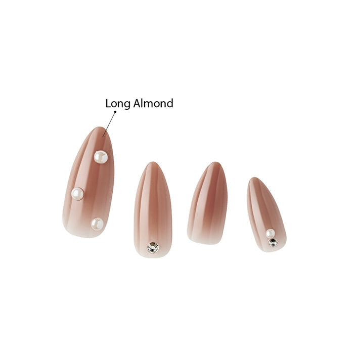 IVY BEAUTY by KISS Kiss Bare But Better nails long almond nude press on nails with pearls and rhinestones