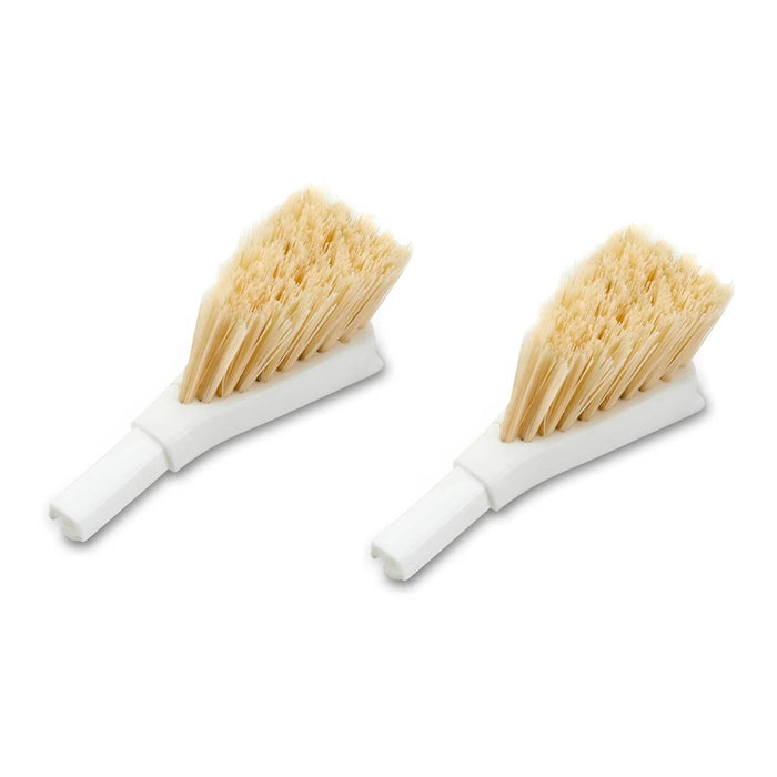 Two replacement dish brush heads with white plastic attachment and light beige bristles, shown on a plain white background.