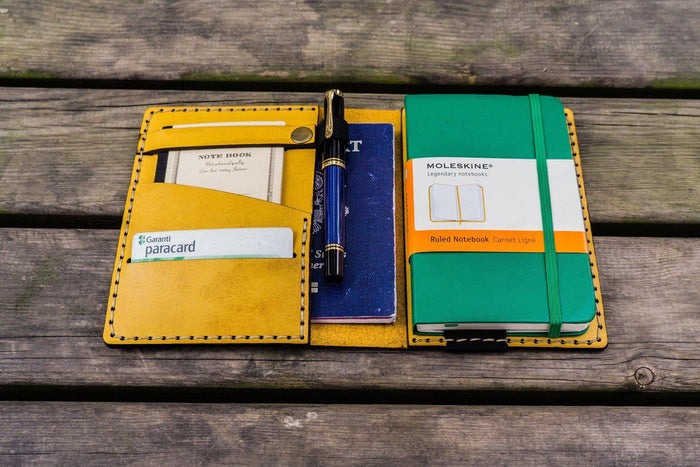 Leather Pocket Moleskine Journal Cover - Yellow