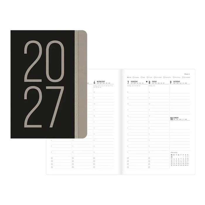 Letts A5 Weekly Planner, Essence, 2027 Black 27-082666#color_essence-black